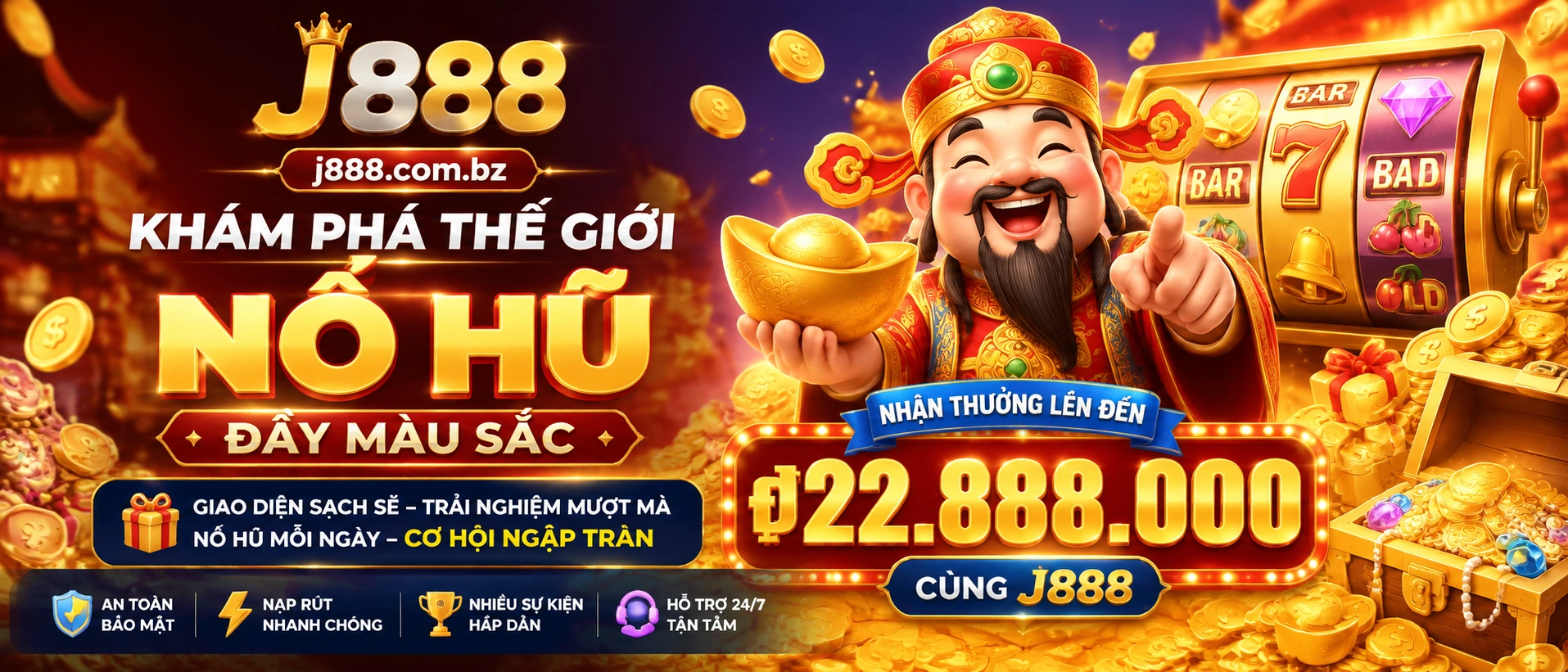 Danh mục game Nổ Hũ j888 hiển thị theo thẻ rõ ràng và dễ duyệt